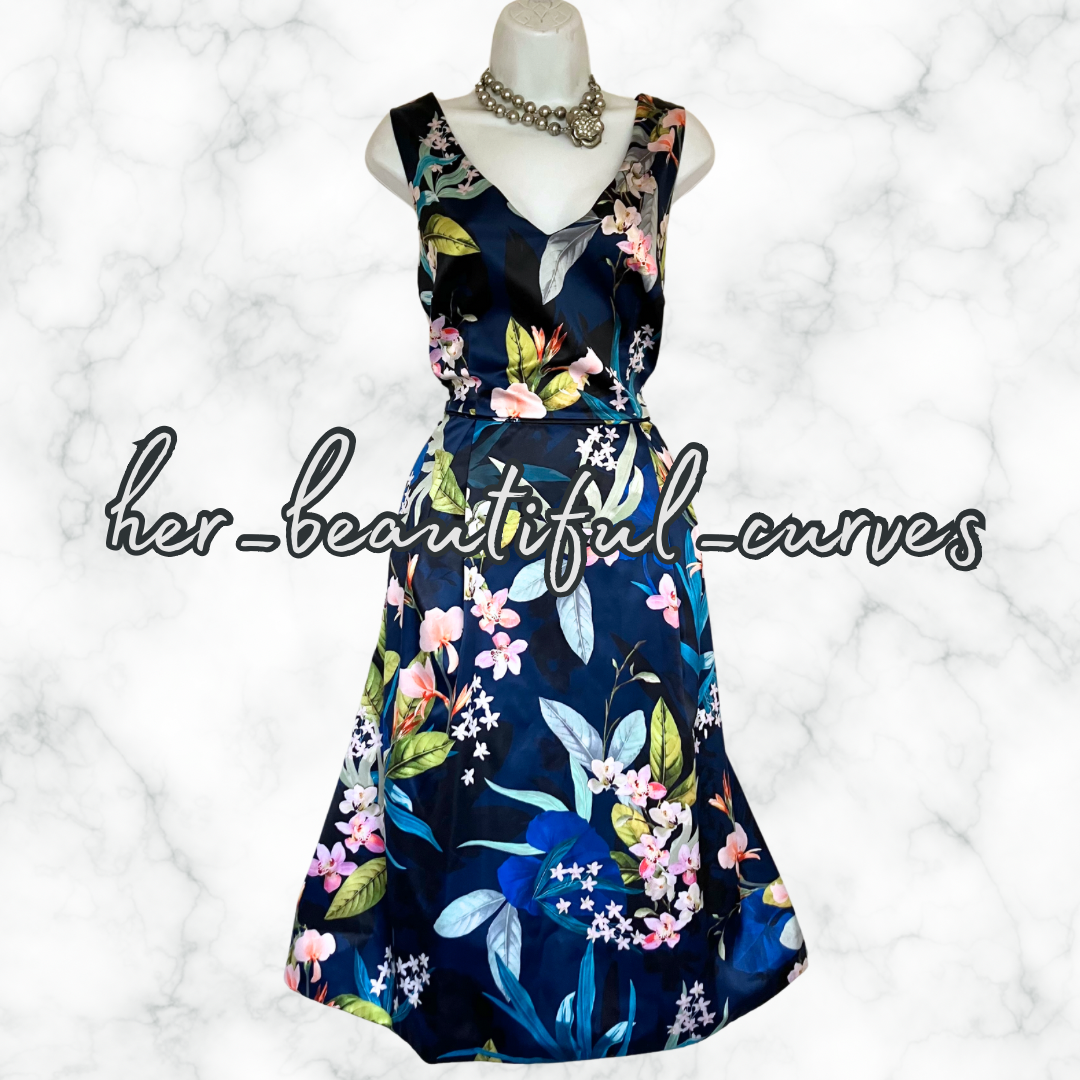 MONSOON FLORAL PRINT WEDDING OCCASION PARTY DRESS SIZE 16