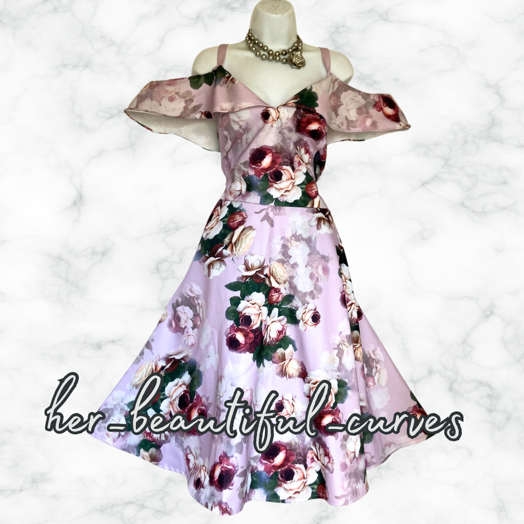 CHI CHI LONDON COLD SHOULDER FLORAL PRINT WEDDING OCCASION PARTY DRESS SIZE 24