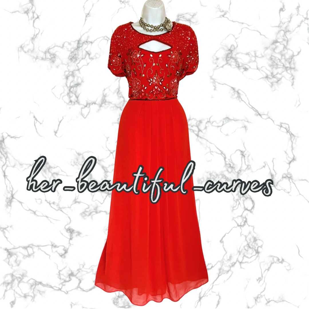 JOANANHOPE BEADED SEQUINED EMBELLISHED OCCASION EVEING PARTY DRESS SIZE 20