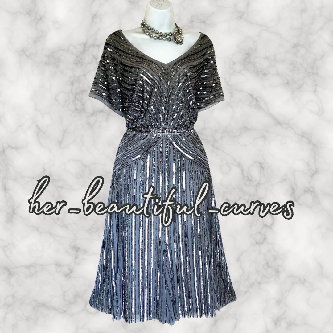 TOGETHER SEQUINS BESDS EMBELLISHED WEDDING OCCASION PARTY DRESS SIZE 22