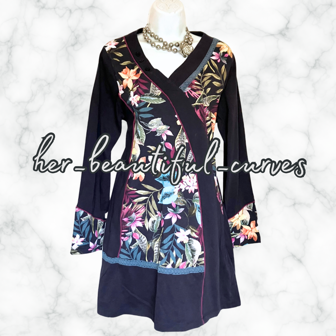 JOE BROWNS QUIRKY & UNIQUE FLORAL PRINT JERSEY TUNIC PARTY DRESS SIZE 18