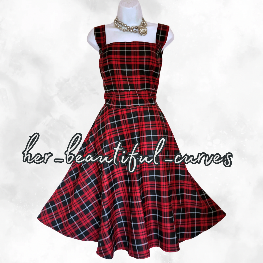 JOE BROWNS TARTAN PRINT PINAFORE DUNGAREE PARTY DRESS SIZE 22
