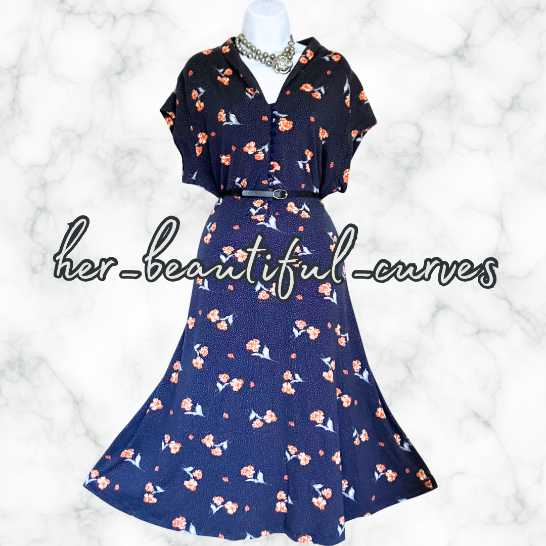 JOE BROWNS FLORAL DITSY DOTS PRINT JERSEY PARTY DRESS SIZE 20
