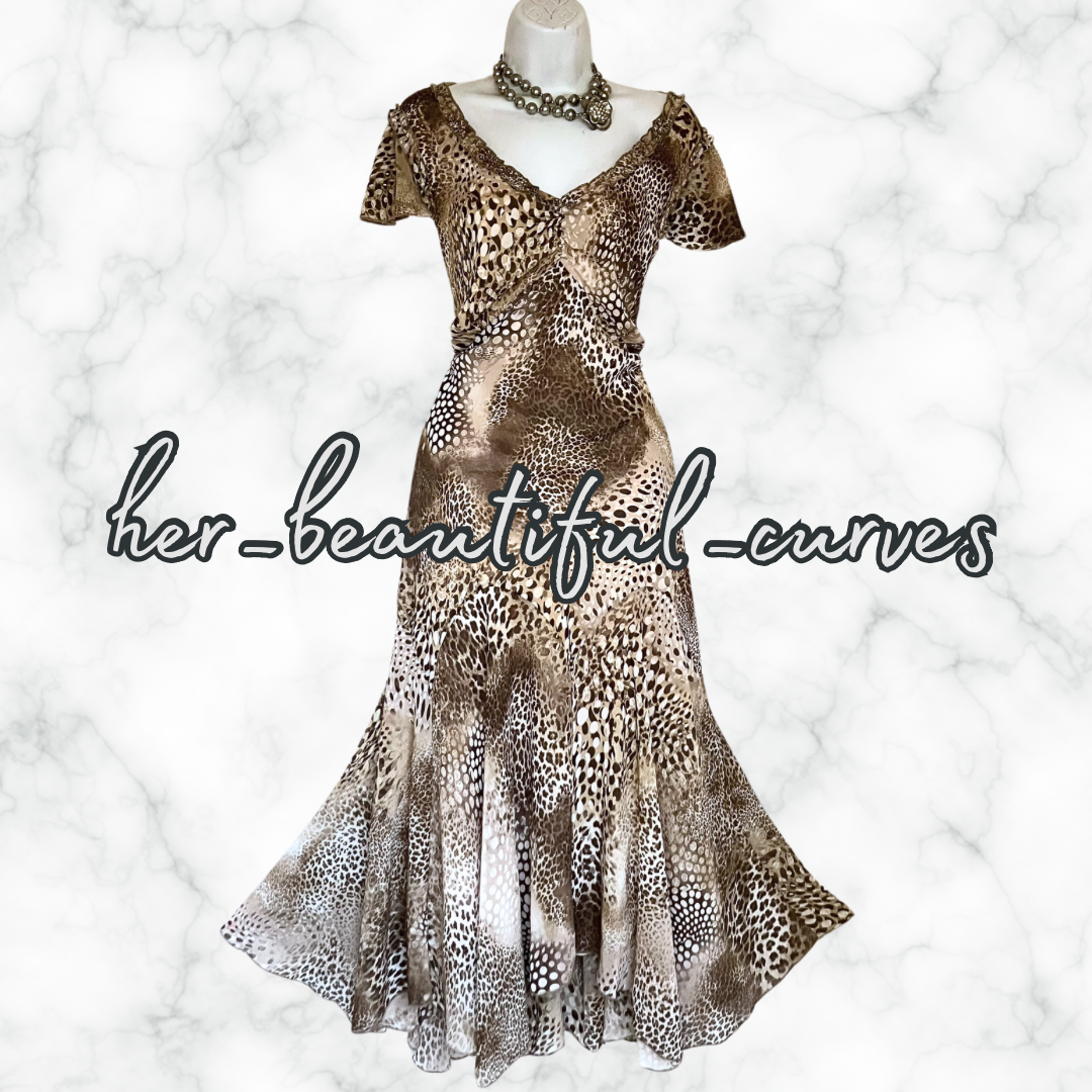 PER UNA ART DECO ANIMAL PRINT OCCASION PARTY DRESS SIZE 20 L