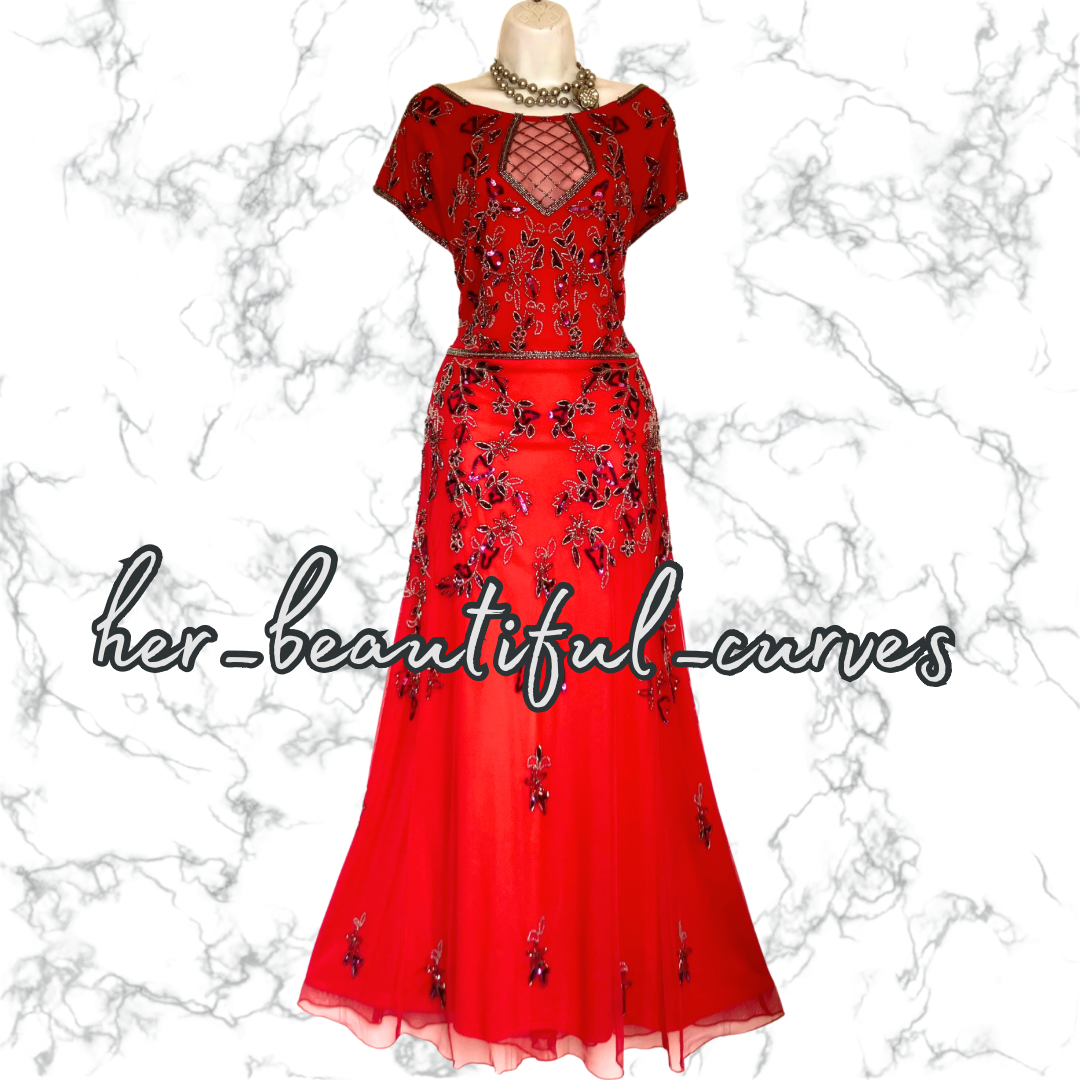 JOANNA HOPE SEQUINS BEADS EMBELLISHED MAXI OCCASION EVEING PARTY DRESS SIZE 18