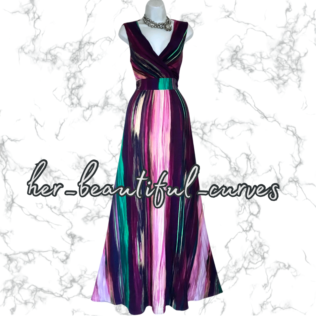 PHASE EIGHT ART DECO PRINT JERSEY MAXI WEDDING OCCASION PARTY DRESS SIZE 16