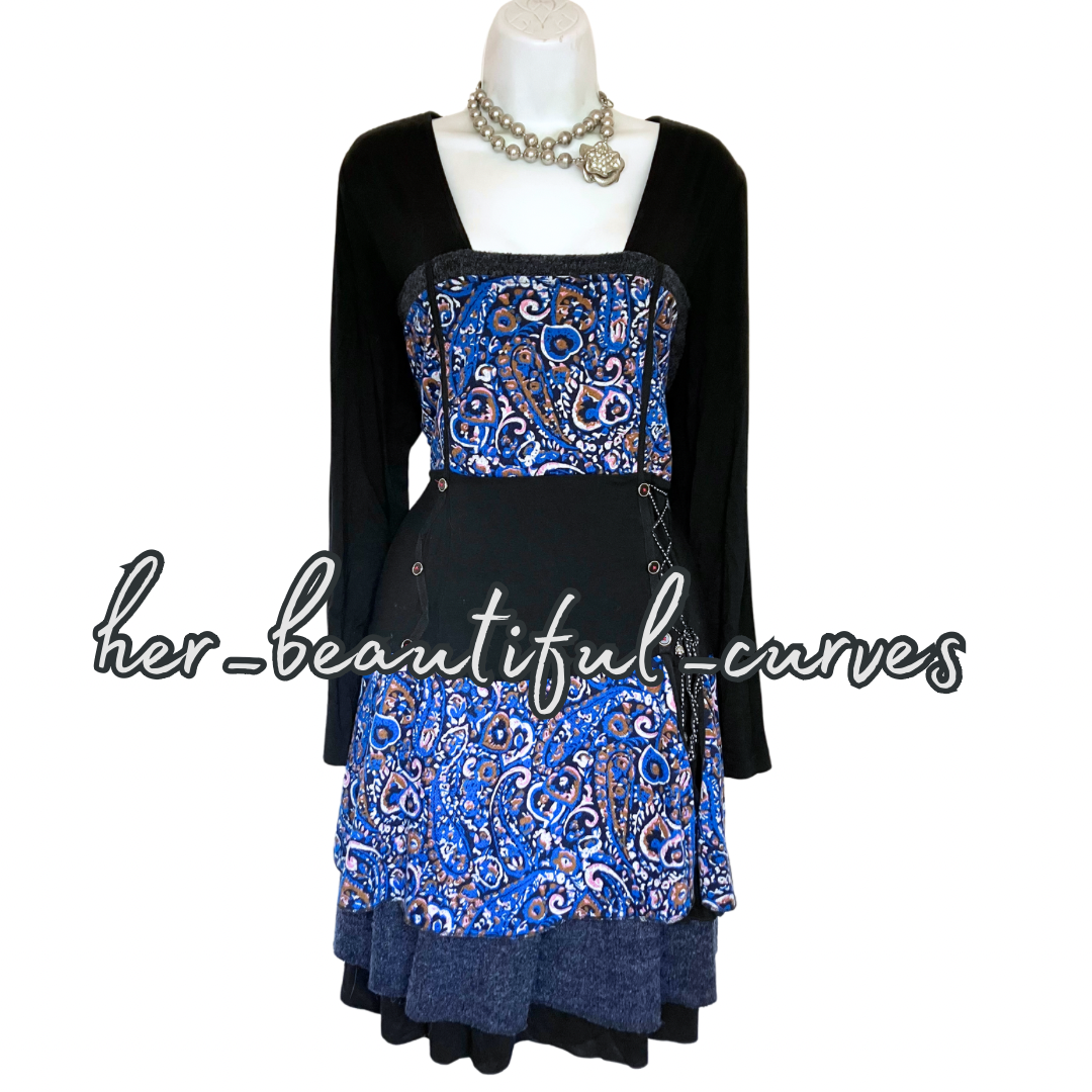 JOE BROWNS PAISLEY ART DECO PRINT JERSEY PARTY DRESS SIZE 18