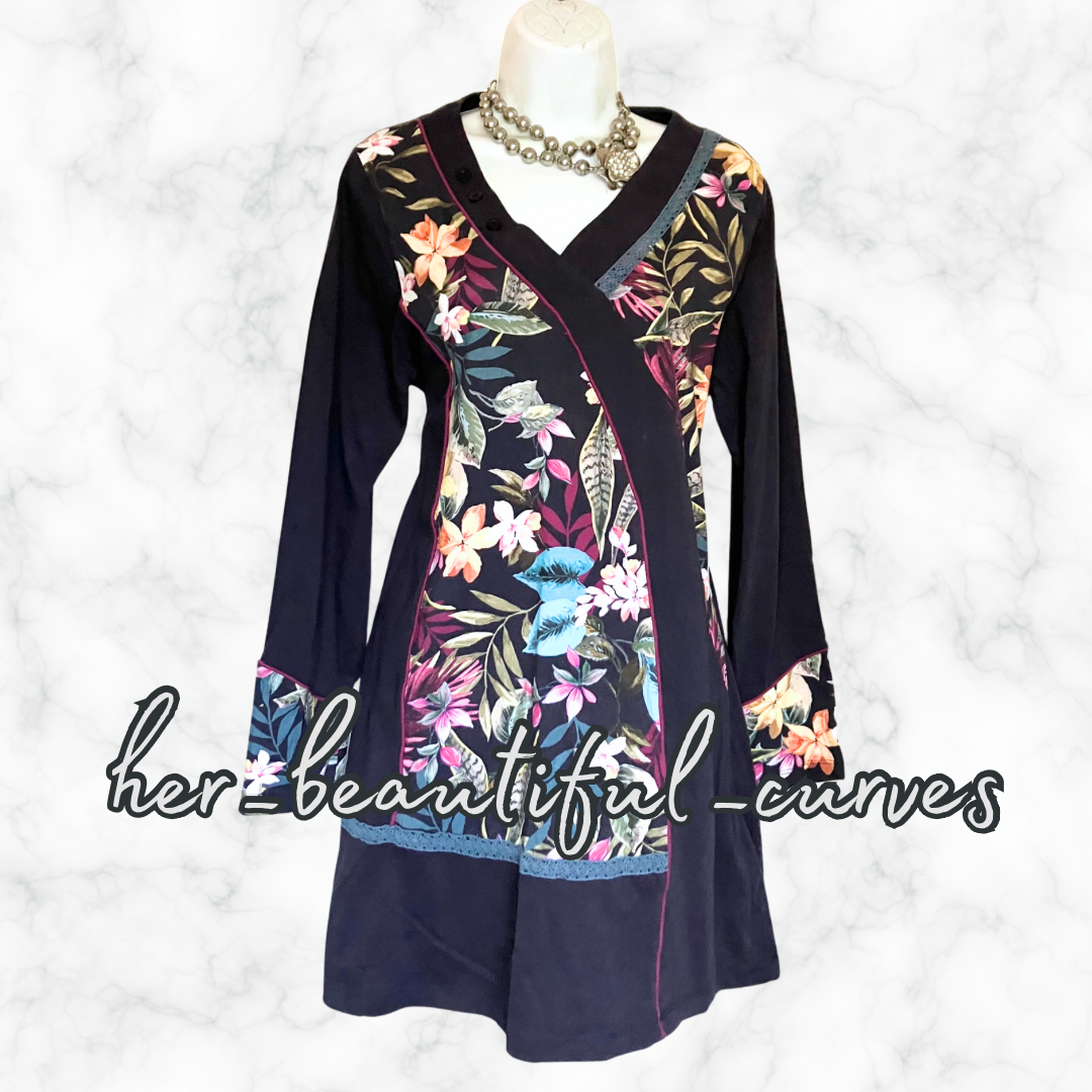 JOE BROWNS QUIRKY & UNIQUE FLORAL PRINT JERSEY TUNIC PARTY DRESS SIZE 18