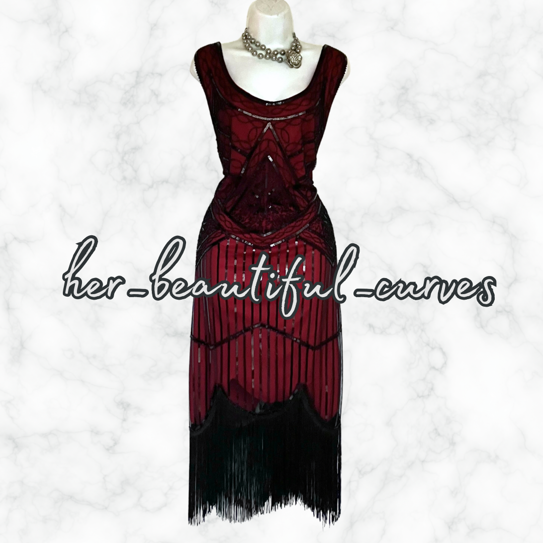 RO ROX SEQUINS BEADS 20s GATSBY OCCASION PARTY DRESS SIZE 3XL fits SIZE 18