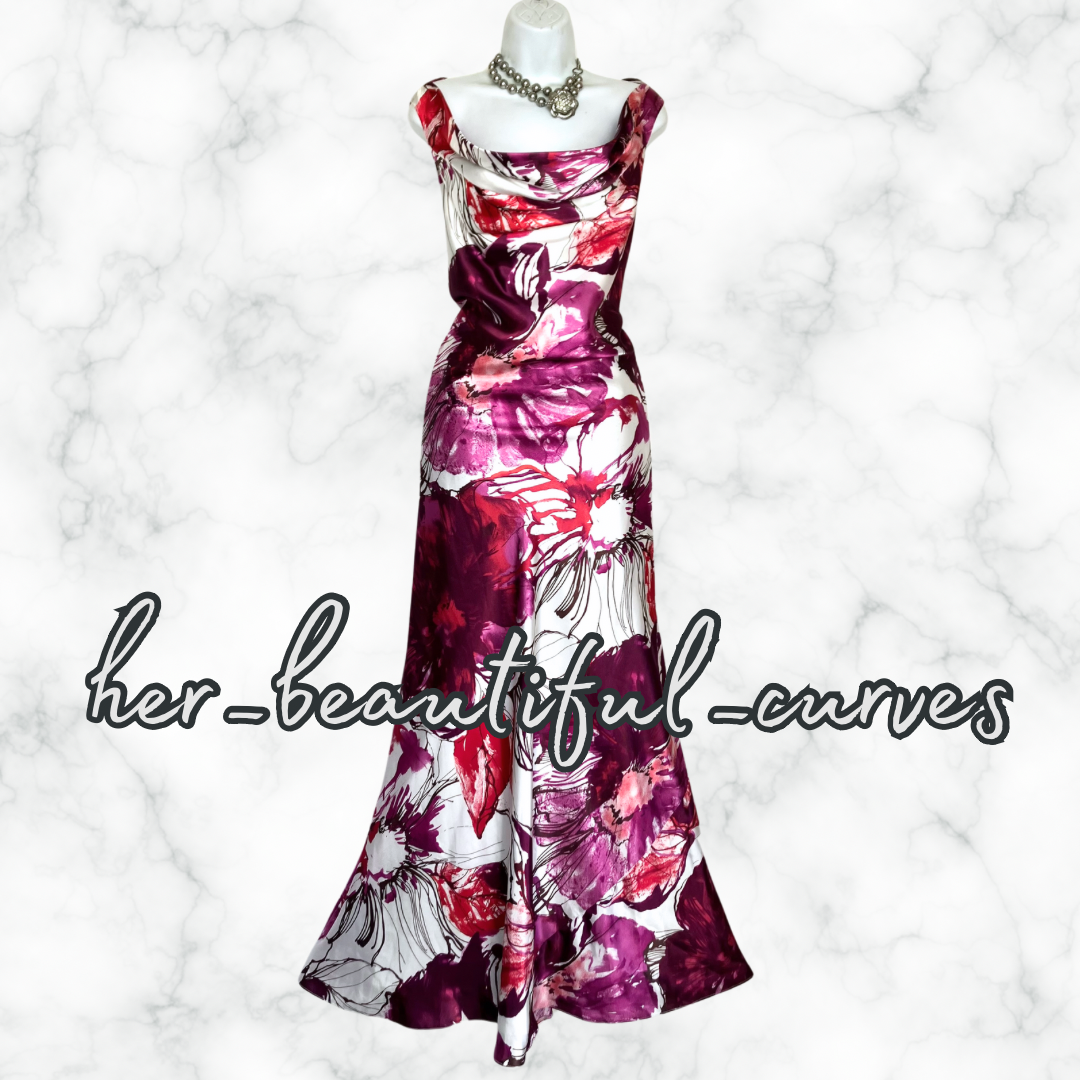 ANN HARVEY FLORAL MAXI WEDDING OCCASION PARTY DRESS SIZE 18 with matching shawl