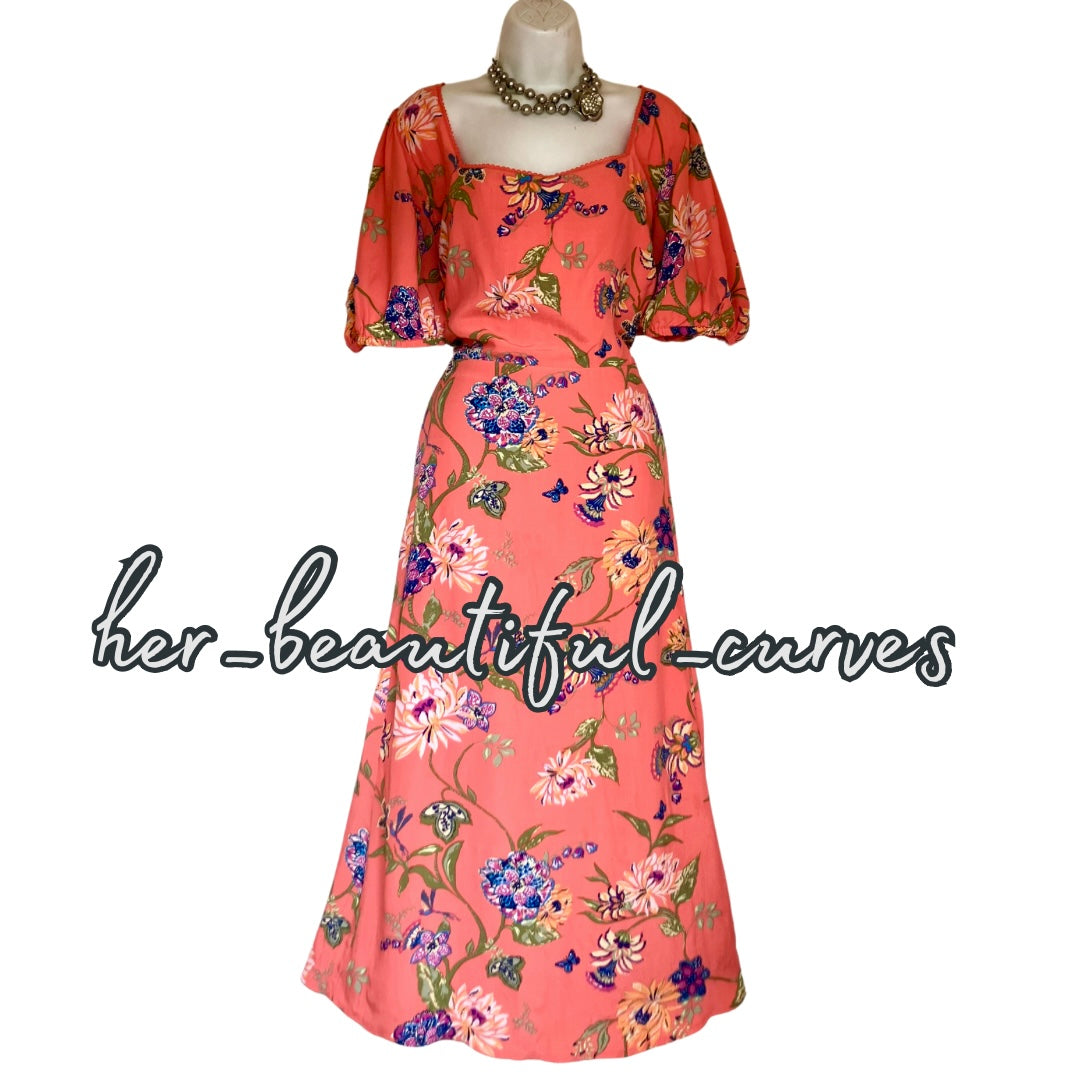 MONSOON BUTTERFLIES BIRDS & FLORAL WEDDING OCCASION PARTY DRESS SIZE 24 new