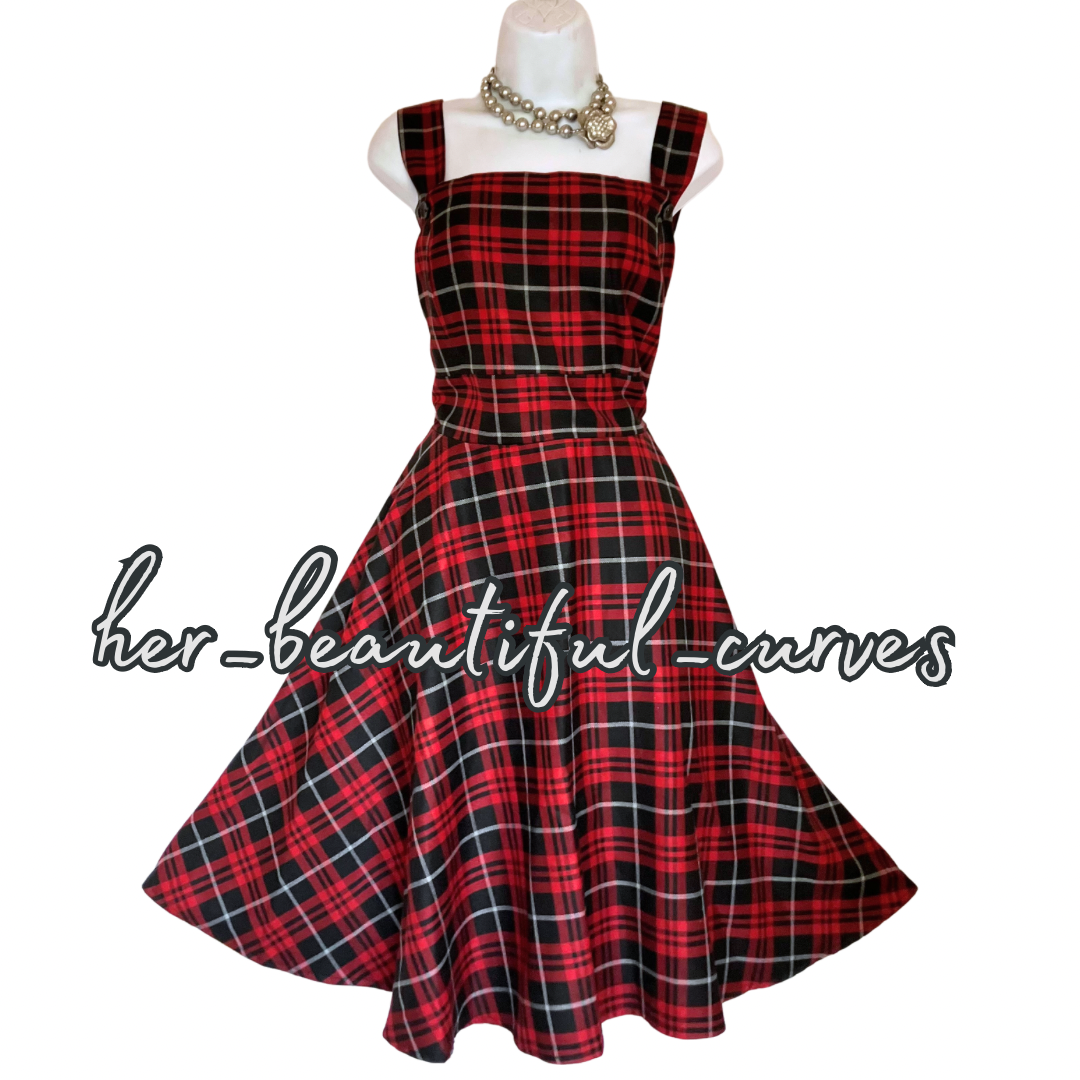 JOE BROWNS TARTAN PRINT PINAFORE DUNGAREE PARTY DRESS SIZE 22