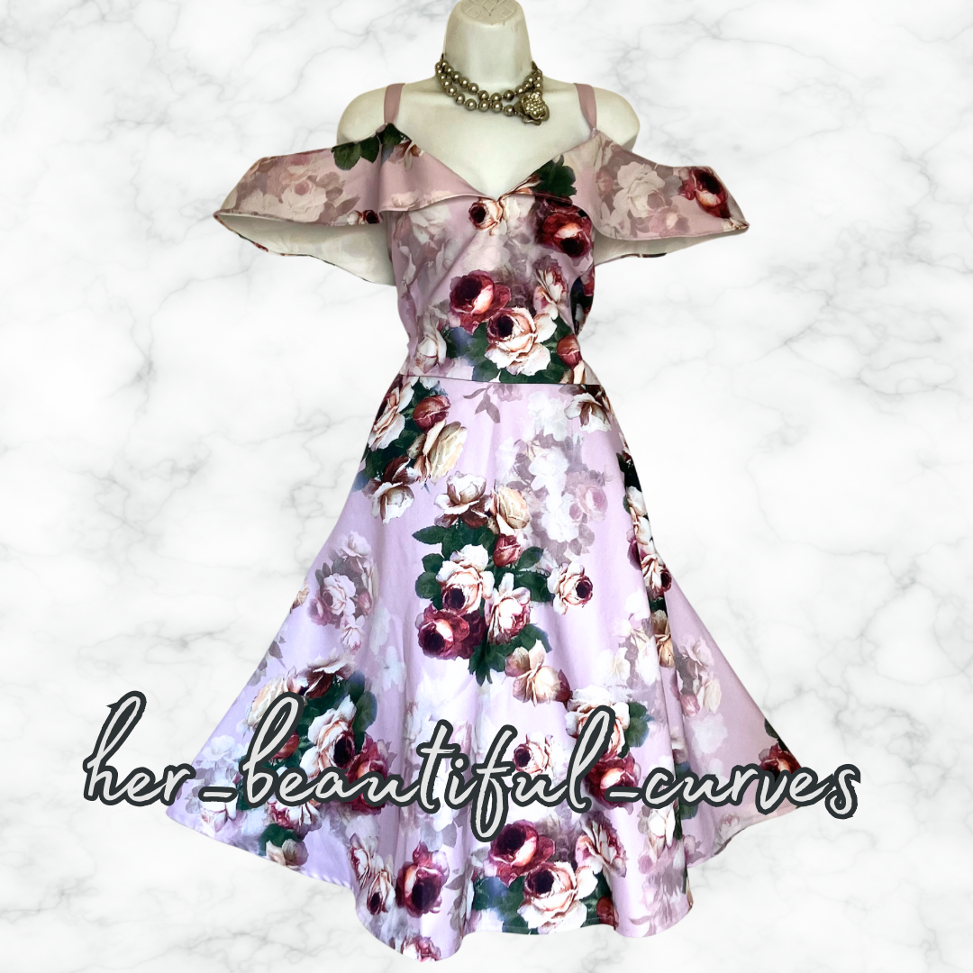 CHI CHI LONDON COLD SHOULDER FLORAL PRINT WEDDING OCCASION PARTY DRESS SIZE 24