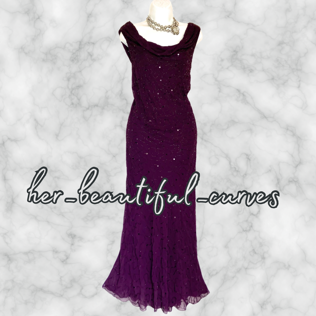 KALEIDOSCOPE SEQUINS BEADS Wedding OCCASION EVENING PARTY DRESS SIZE 22