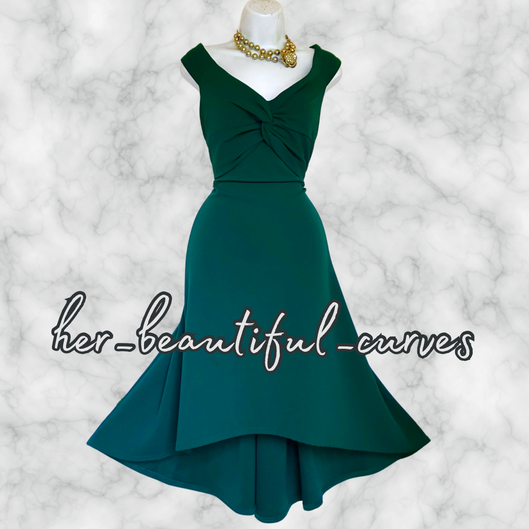 STUNNING QUIZ GREEN HI - LOW OCCASION MIDI DRESS SIZE 16