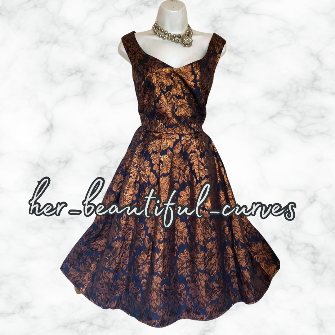 JOE BROWNS SHIMMERING JACQUARD FLORAL OCCASION PARTY DRESS SIZE 18 fits 16