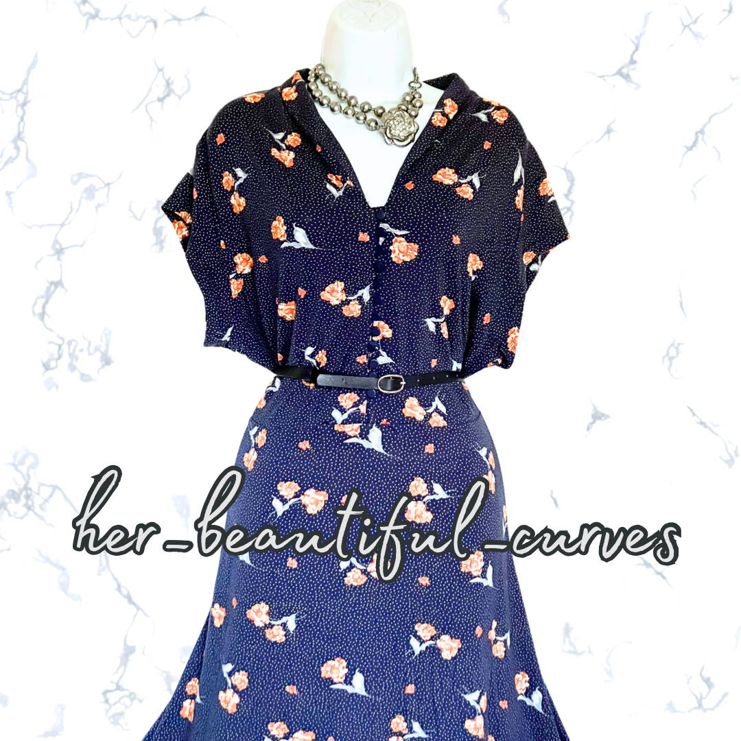 JOE BROWNS FLORAL DITSY DOTS PRINT JERSEY PARTY DRESS SIZE 20