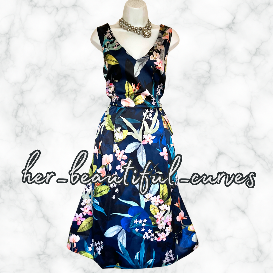 MONSOON FLORAL PRINT WEDDING OCCASION PARTY DRESS SIZE 16