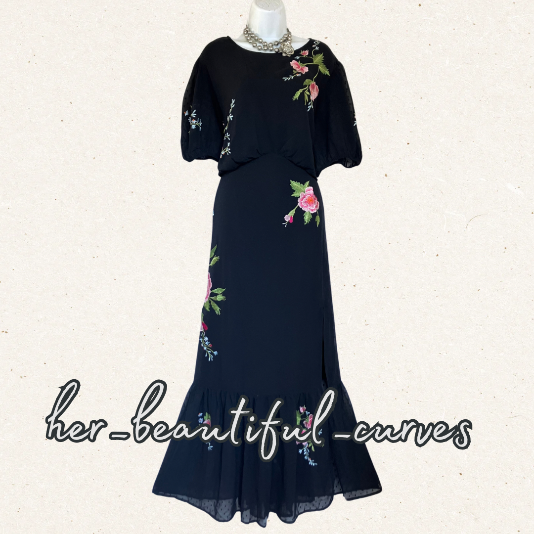 ASOS EMBROIDERED FLORAL WEDDING OCCASION PARTY DRESS SIZE 22 fits 22/24