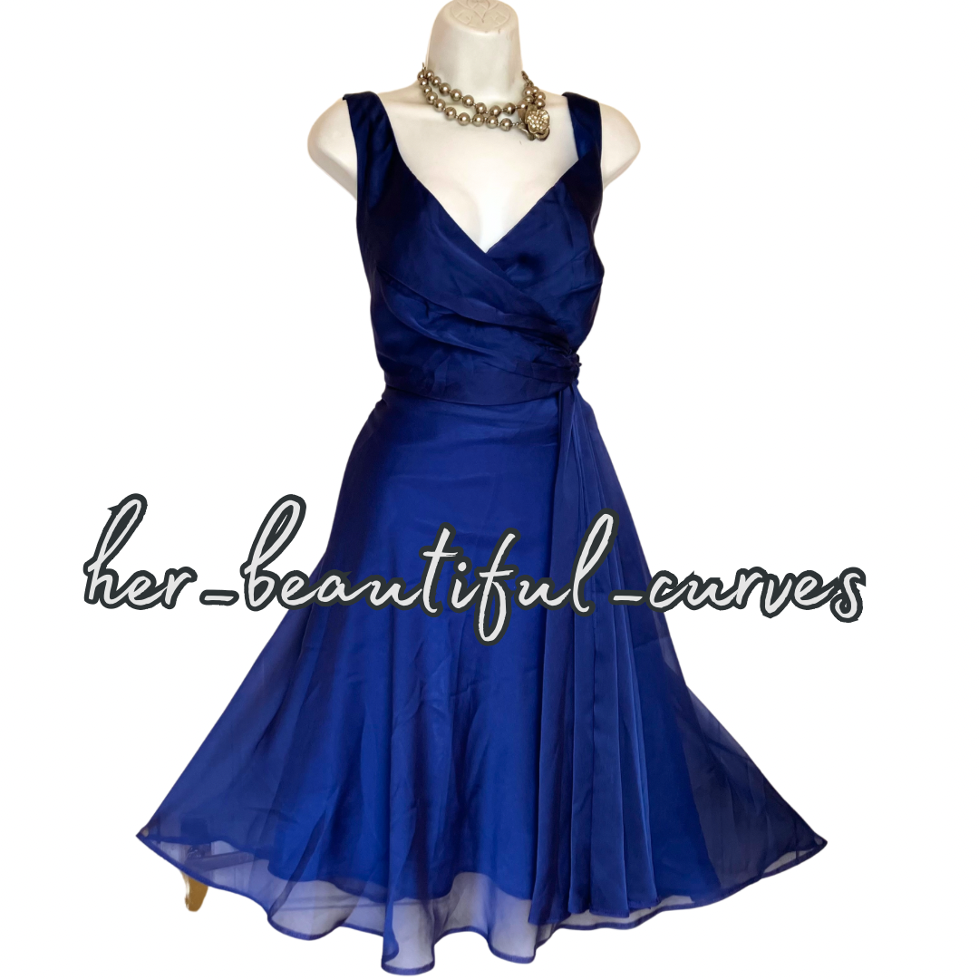DÉBUT INDIGO EMPIRE NECKLINE WEDDING OCCASION PARTY DRESS SIZE 22