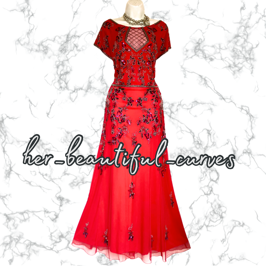 JOANNA HOPE SEQUINS BEADS EMBELLISHED MAXI OCCASION EVEING PARTY DRESS SIZE 18