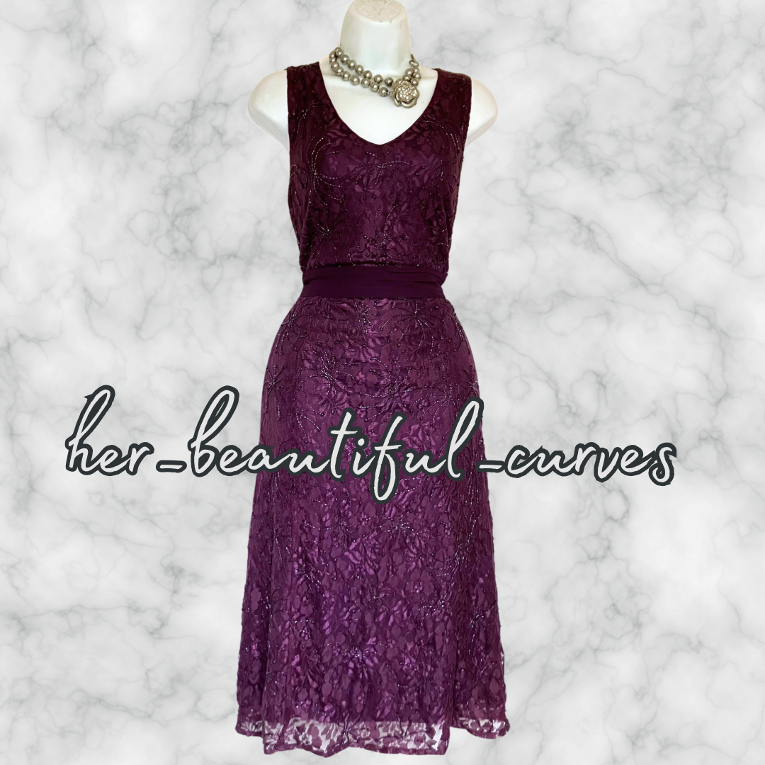 BERKERTEX EMBROIDERED LACE BEADED OCCASION PARTY DRESS & MATCHING SHAWL SIZE 16