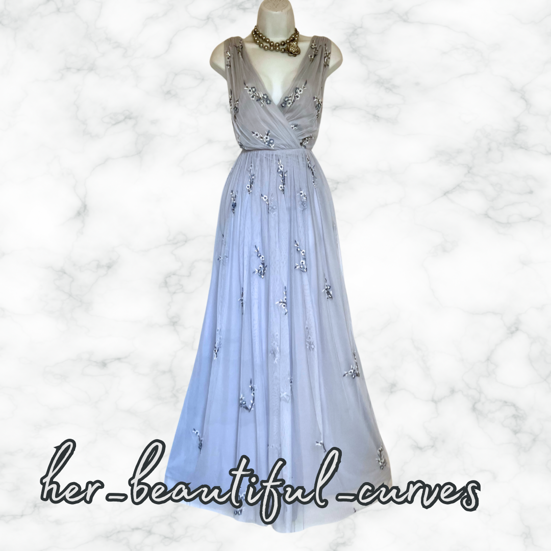 MONSOON EMBROIDERED SEQUINED FLORAL WEDDING OCCASION PARTY DRESS SIZE 12