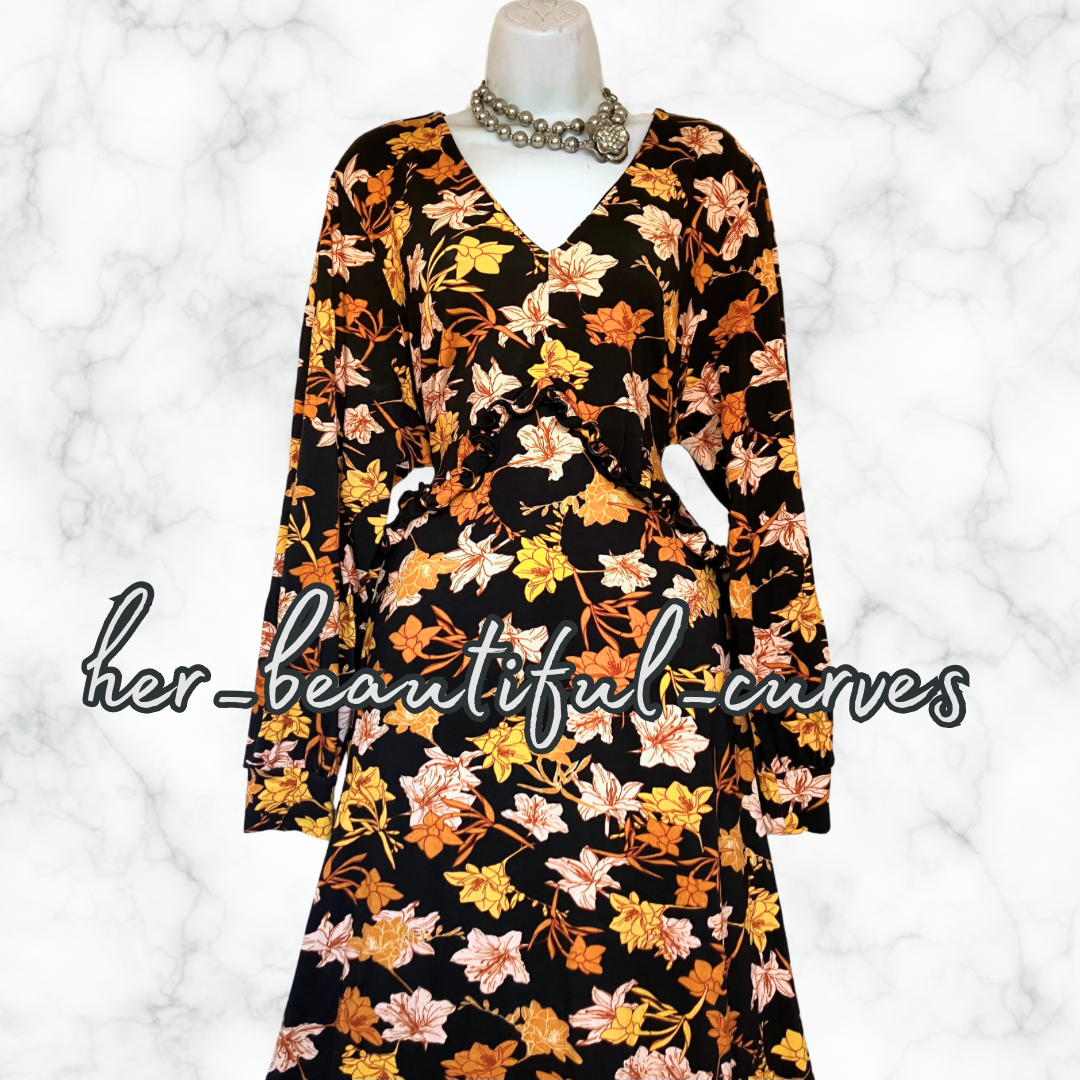 JOE BROWNS FLORAL PRINT JERSEY MIDI OR MAXI PARTY DRESS SIZE 22