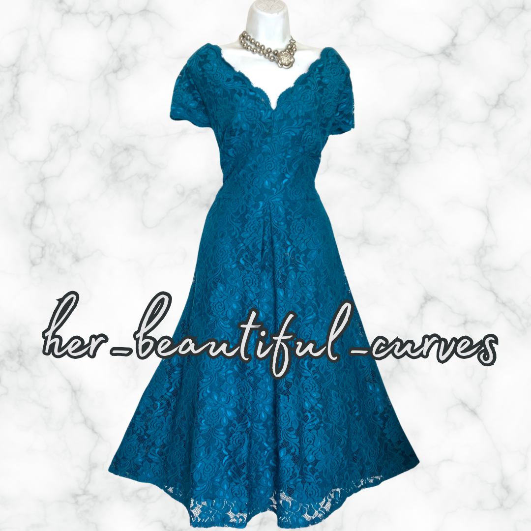 EXQUISITE JOLIE MOI APPLIQUÉ BLOOMS 50's STYLE FLARED PARTY DRESS SIZE 20