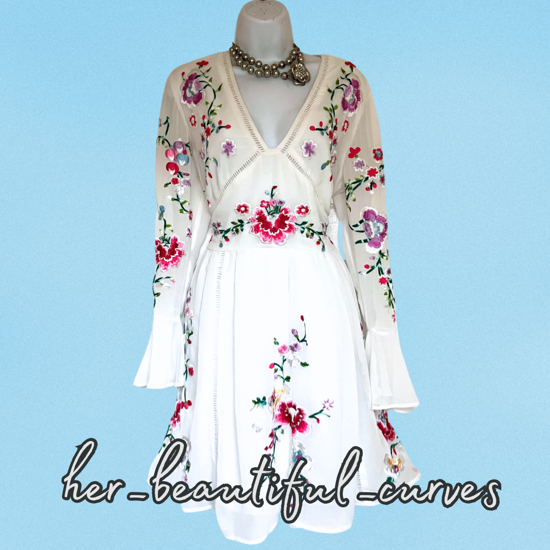 ASOS EMBROIDERED FLORAL WEDDING OCCASION PARTY DRESS SIZE 16