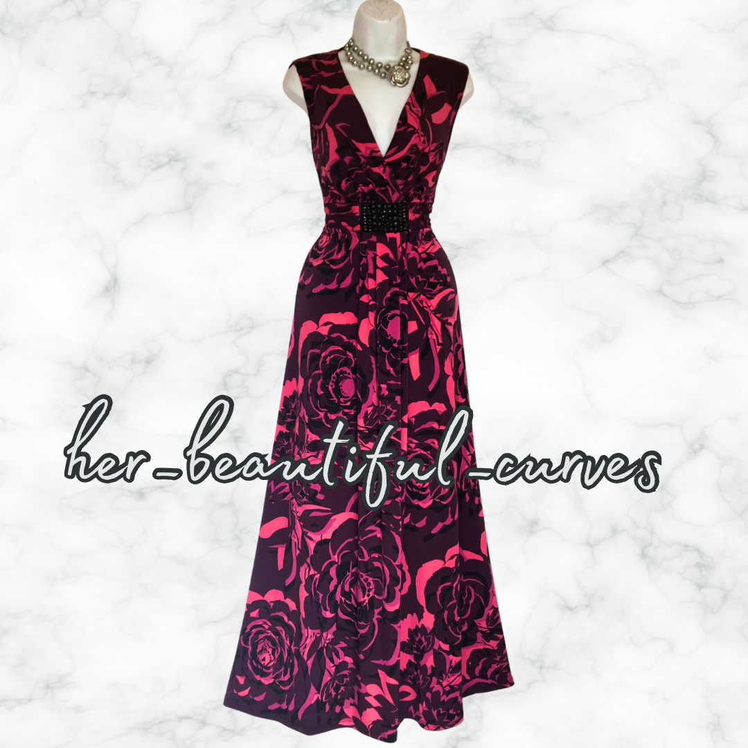 MONSOON FLORAL PRINT JERSEY WEDDING OCCASION EVENING PARTY DRESS SIZE 14