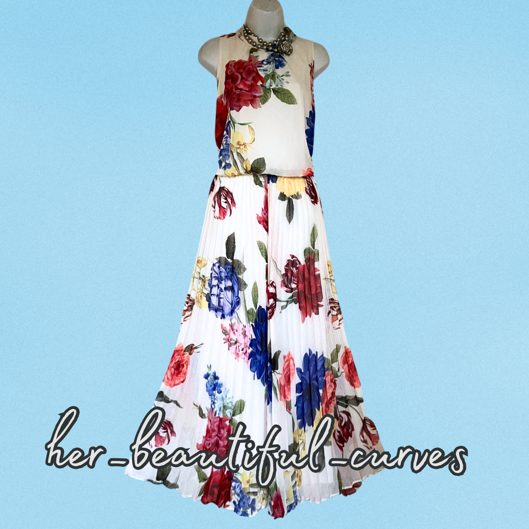 JOANNA HOPE FLORAL PRINT PLEATED WEDDING OCCASION PARTY DRESS SIZE 20