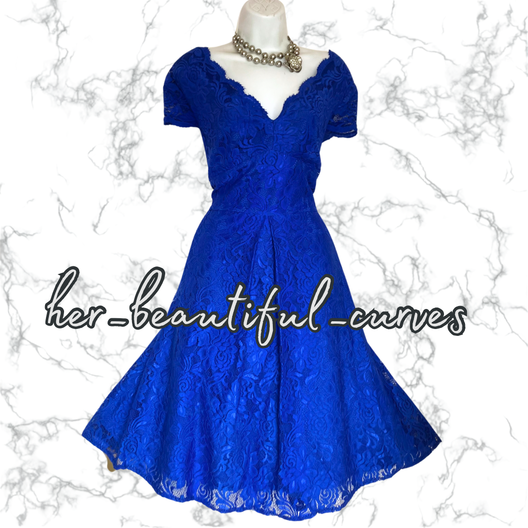 EXQUISITE JOLIE MOI APPLIQUÉ BLOOMS 50's STYLE FLARED PARTY DRESS SIZE 20