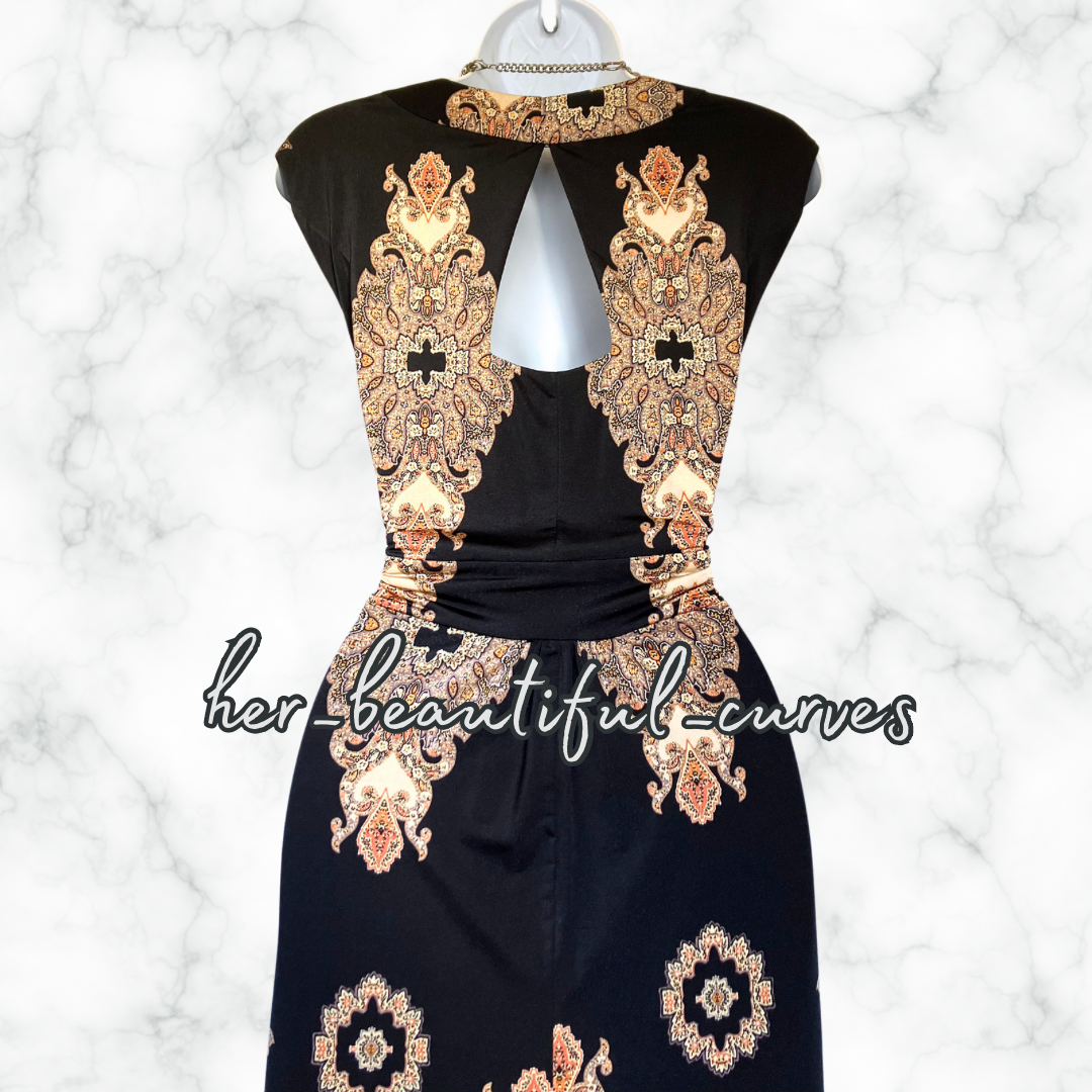MONSOON PAISLEY & HERITAGE PRINT JERSEY MAXI PARTY DRESS SIZE 20