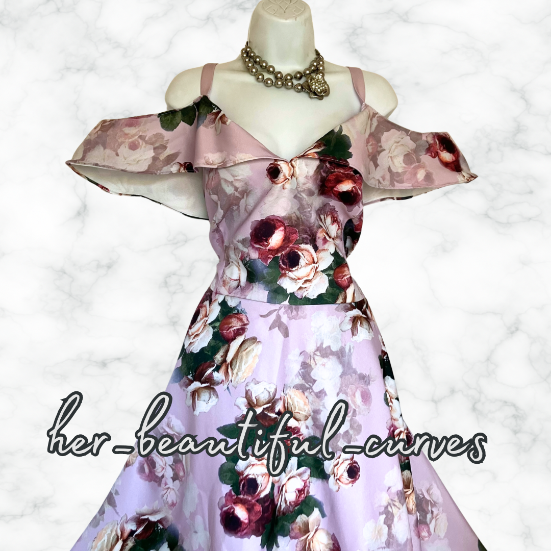 CHI CHI LONDON COLD SHOULDER FLORAL PRINT WEDDING OCCASION PARTY DRESS SIZE 24