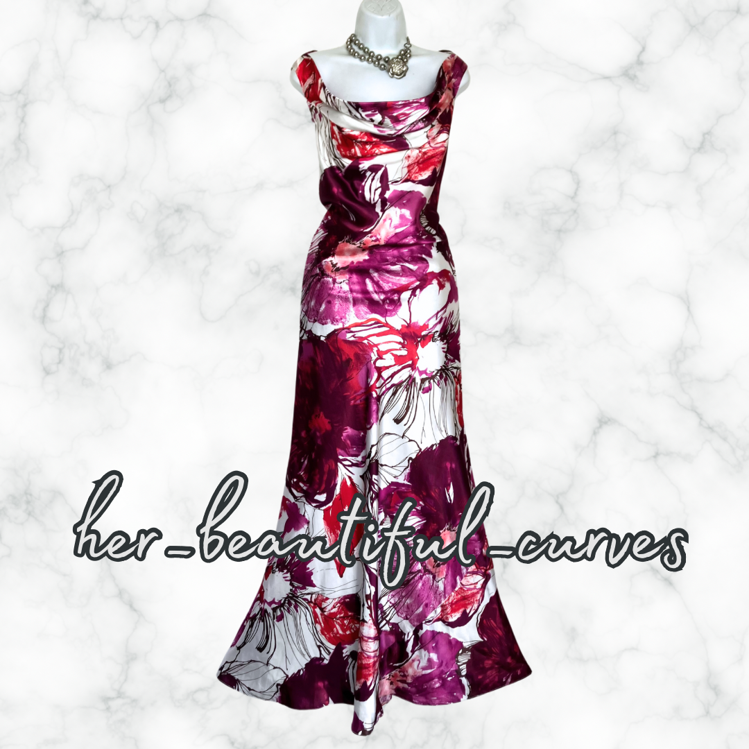 ANN HARVEY FLORAL MAXI WEDDING OCCASION PARTY DRESS SIZE 18 with matching shawl