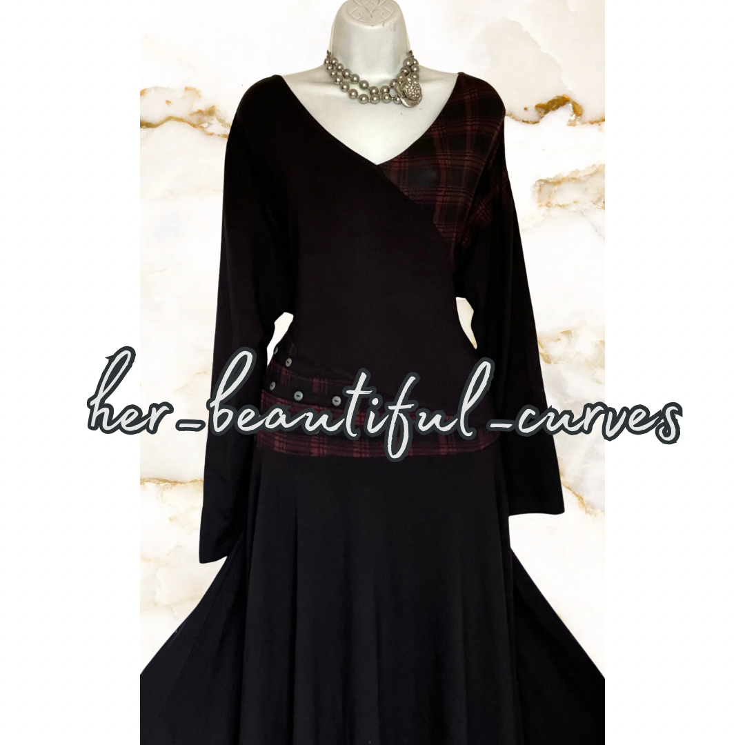 JOE BROWNS QUIRKY & UNIQUE TARTAN JERSEY HANDKERCHIEF HEM DRESS SIZE 26 new