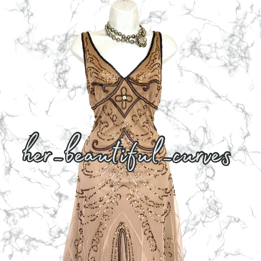 PRINCIPLES 20s GATSBY SEQUINED BEADED EMBELLISHED OCCASION PARTY DRESS SIZE 14