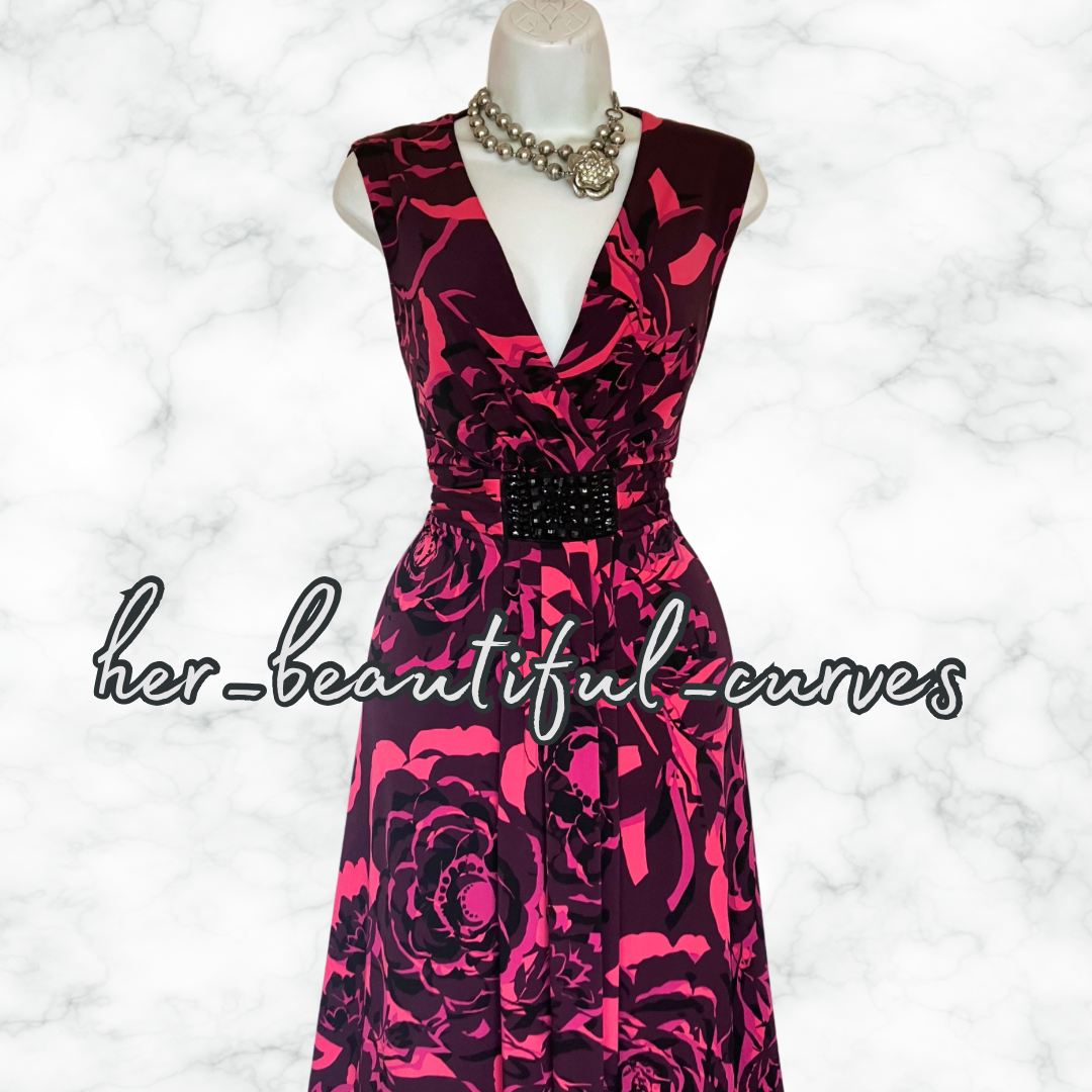 MONSOON FLORAL PRINT JERSEY WEDDING OCCASION EVENING PARTY DRESS SIZE 14