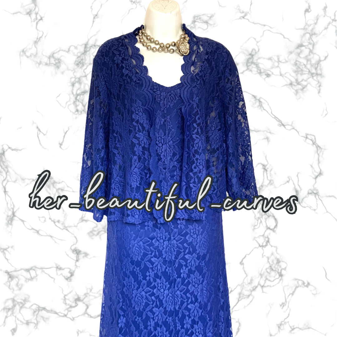 NIGHTINGALES EMBROIDERED LACE WEDDING OCCASION PARTY DRESS & BOLERO SIZE 24