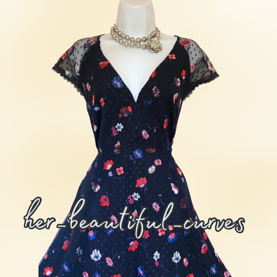 MONSOON EMBROIDERED FLORAL WEDDING OCCASION PARTY DRESS SIZE 18