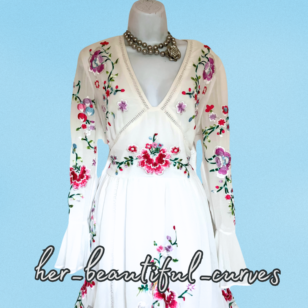 ASOS EMBROIDERED FLORAL WEDDING OCCASION PARTY DRESS SIZE 16