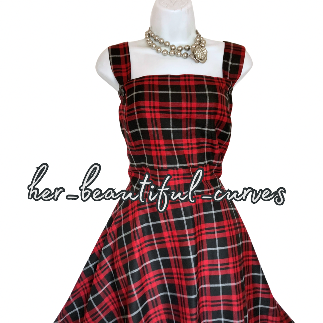 JOE BROWNS TARTAN PRINT PINAFORE DUNGAREE PARTY DRESS SIZE 22