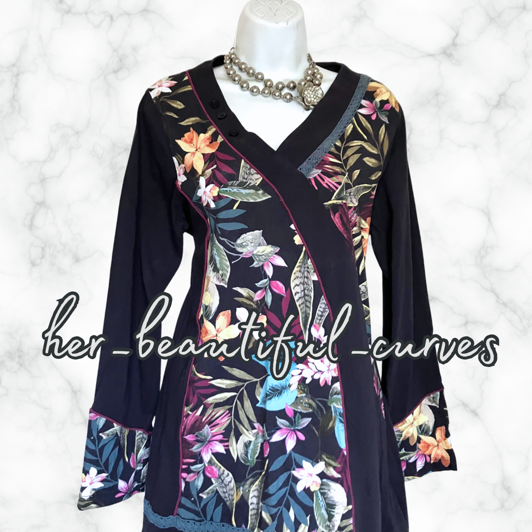 JOE BROWNS QUIRKY & UNIQUE FLORAL PRINT JERSEY TUNIC PARTY DRESS SIZE 18