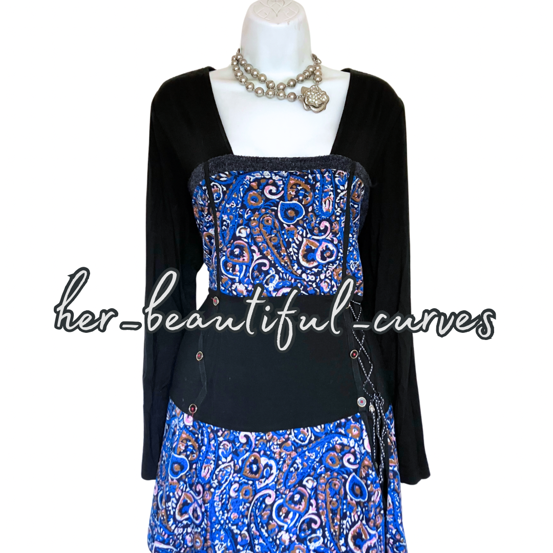 JOE BROWNS PAISLEY ART DECO PRINT JERSEY PARTY DRESS SIZE 18