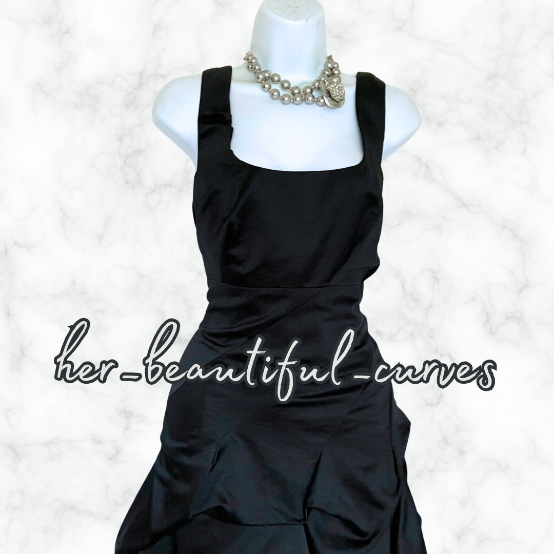 MONSOON RICH BLACK VINTAGE STYLE FLARED COCKTAIL PARTY DRESS SIZE 18 (slim 18)