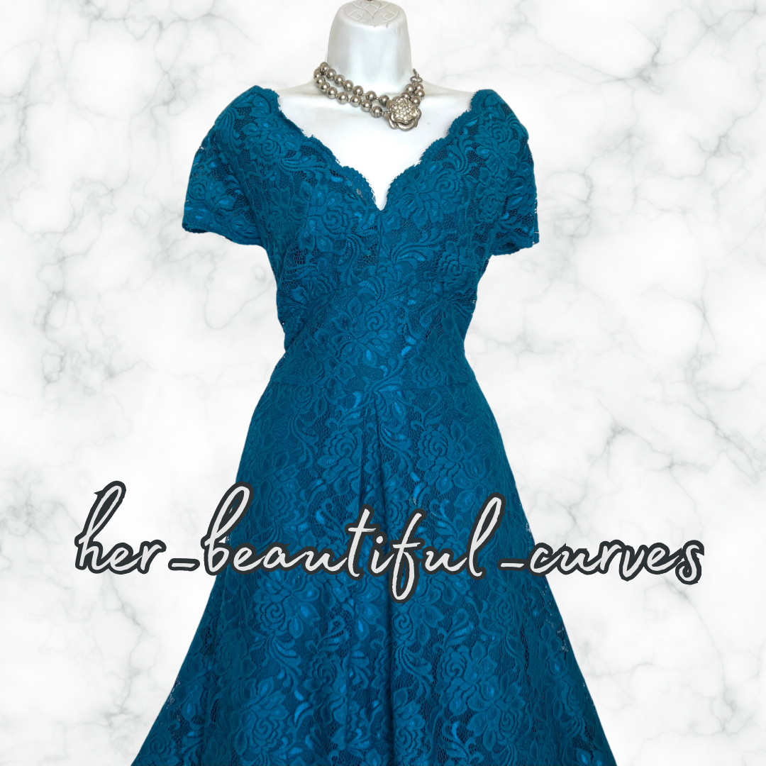 EXQUISITE JOLIE MOI APPLIQUÉ BLOOMS 50's STYLE FLARED PARTY DRESS SIZE 20