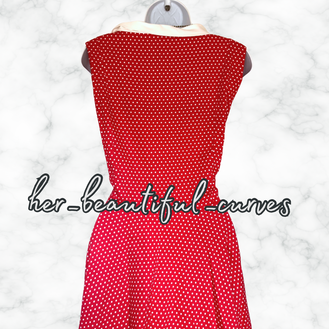 STUNNING JOE BROWNS 50s VINTAGE POLKA DOTS FIT & FLARE DRESS SIZE 16