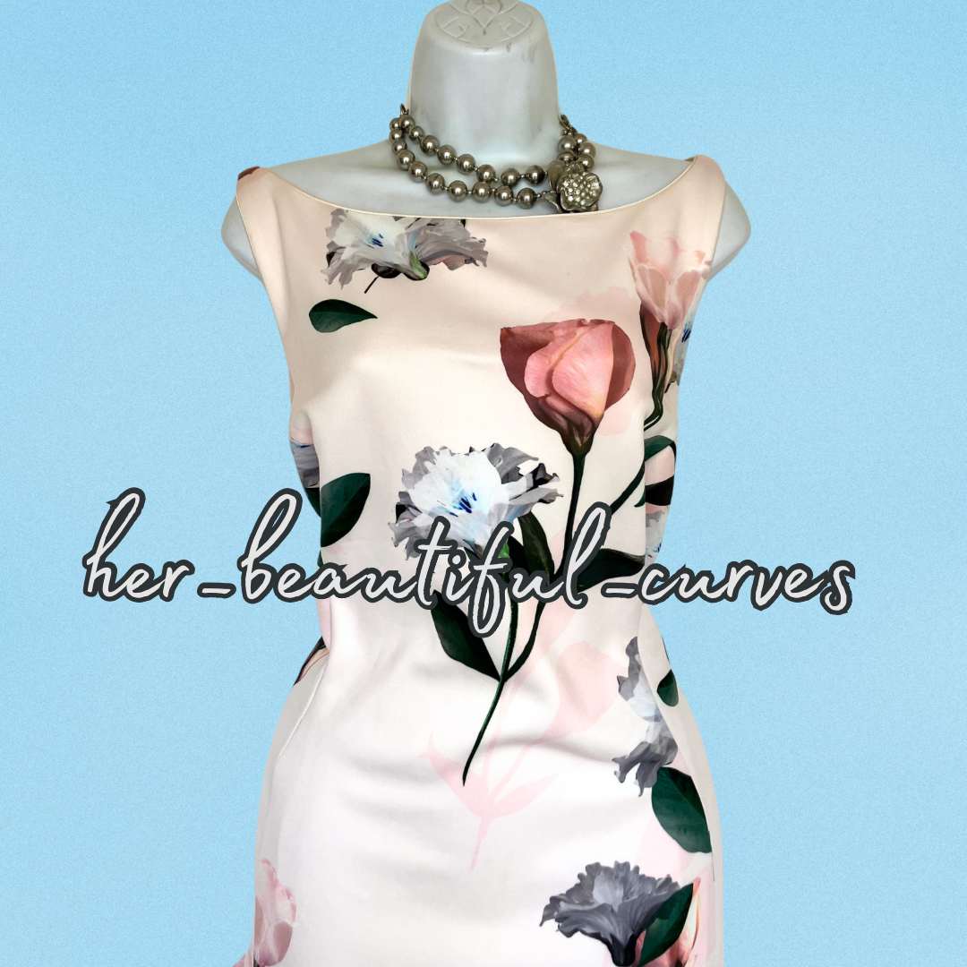 COAST HI LOW FLORAL PRINT JERSEY WEDDING OCCASION PARTY DRESS SIZE 24