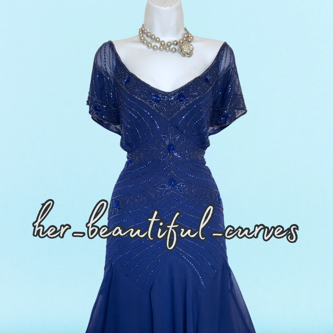 JOANNA HOPE SEQUINNED BEADED EVENING EMBELLISHED OCCASION PARTY DRESS SIZE 24